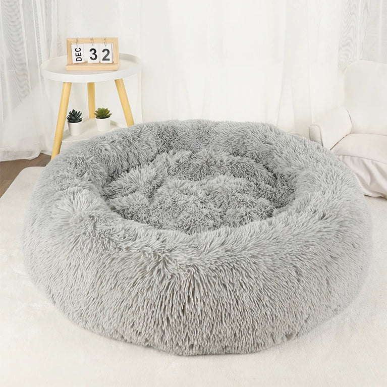 Donut Dog Bed Plush Basket Fluffy Medium Small Washable Warm Round Puppy Bed Mat