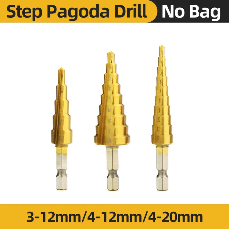 Titanium Step Drill Bit Set | High-Speed Stepped Conical Stage Drills
