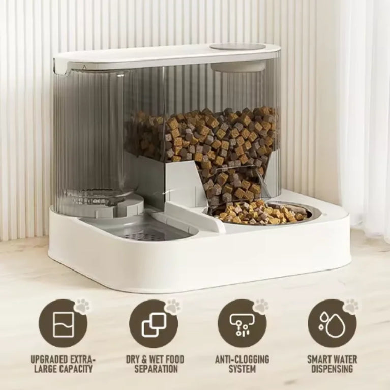 Automatic Cat Feeder with WaterFountain Food Storage PetBowl Dispenser