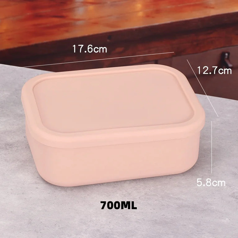 Silicone Bento Box Rectangle Leak-Proof Microwave Safe Lunch Container Portable Food Storage