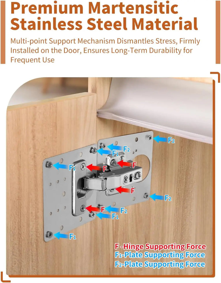 Stainless Steel Hinge Repair Plate Set | Cabinet Door Mounting & Flat Fixing Brackets