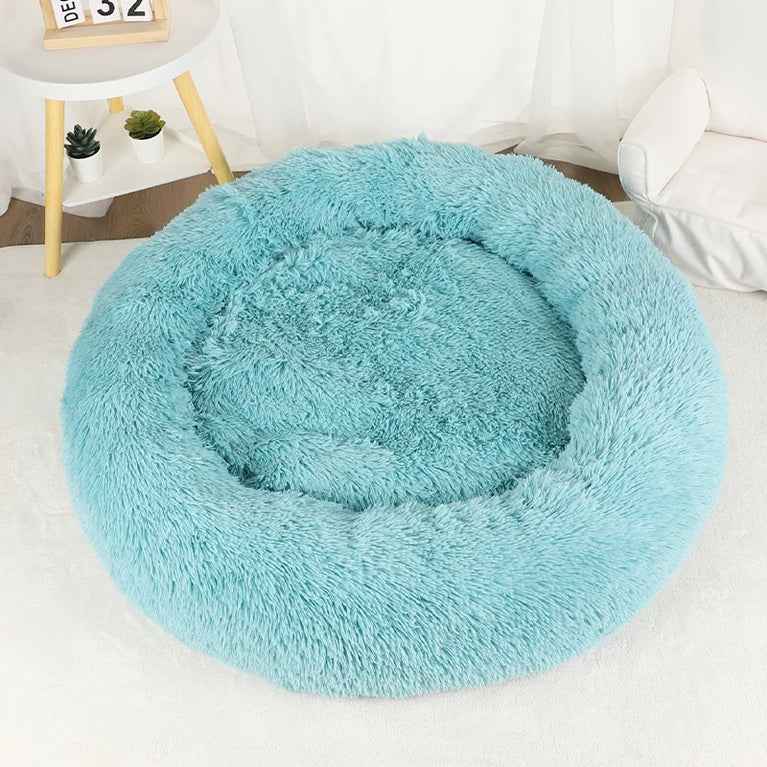 Donut Dog Bed Plush Basket Fluffy Medium Small Washable Warm Round Puppy Bed Mat
