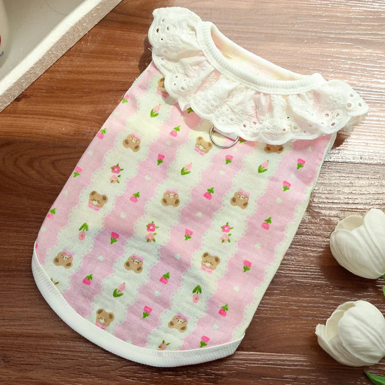 Large Dog Cotton Cooling Vest | Cute Cartoon Summer Shirt