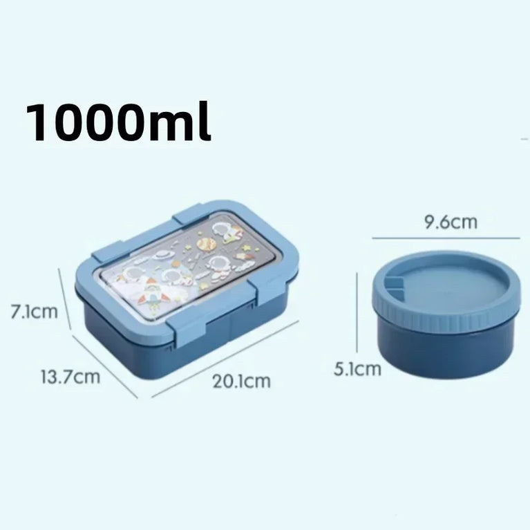 1000/1350ml Cartoon Lunch Box Leakproof Bento Container with Soup Bowl Portable Food Storage Box