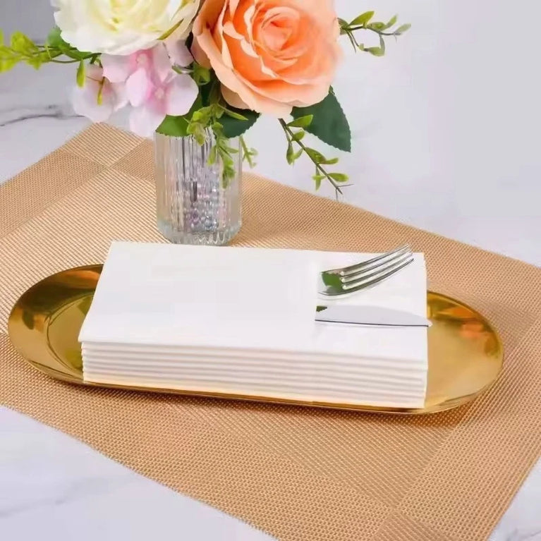 Disposable Prefolded Paper Napkins with Pocket for Cutlery Holder