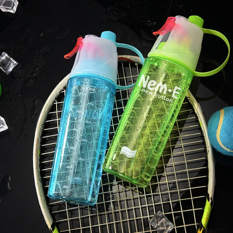 600ML Sports Spray Water Bottle Mist Cooling Gym Hiking Bottle