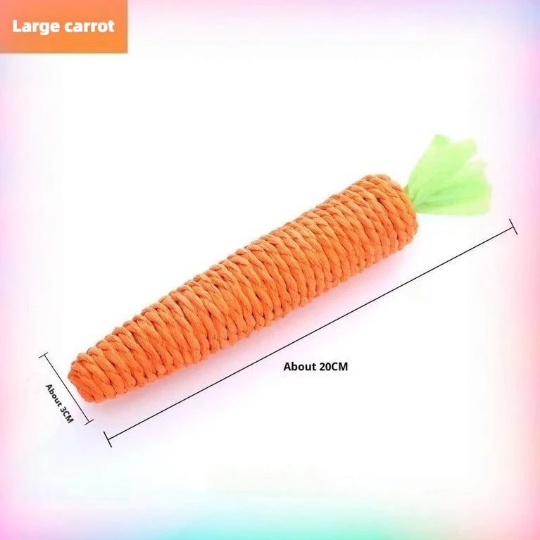 Cat Carrot Hemp Rope Chew Toy Teeth Grinding Interactive Kitten Scratching Fun Toy