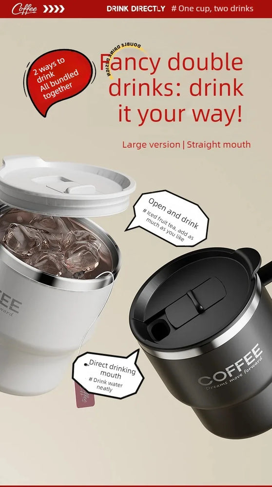 304 Stainless Steel Double Wall Coffee Mug with Handle Leakproof Cup