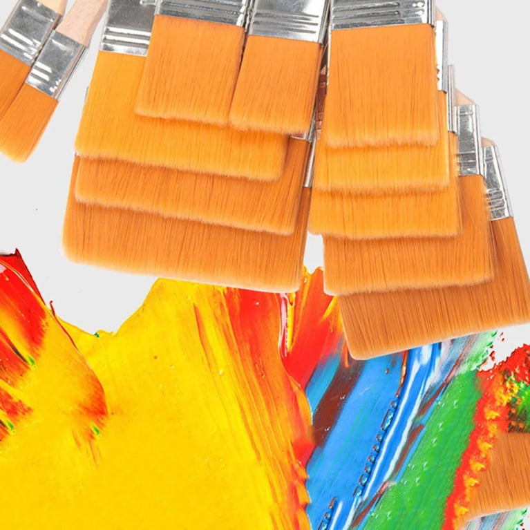 12-Piece Wooden Handle Memory Nylon Paint Brush Set