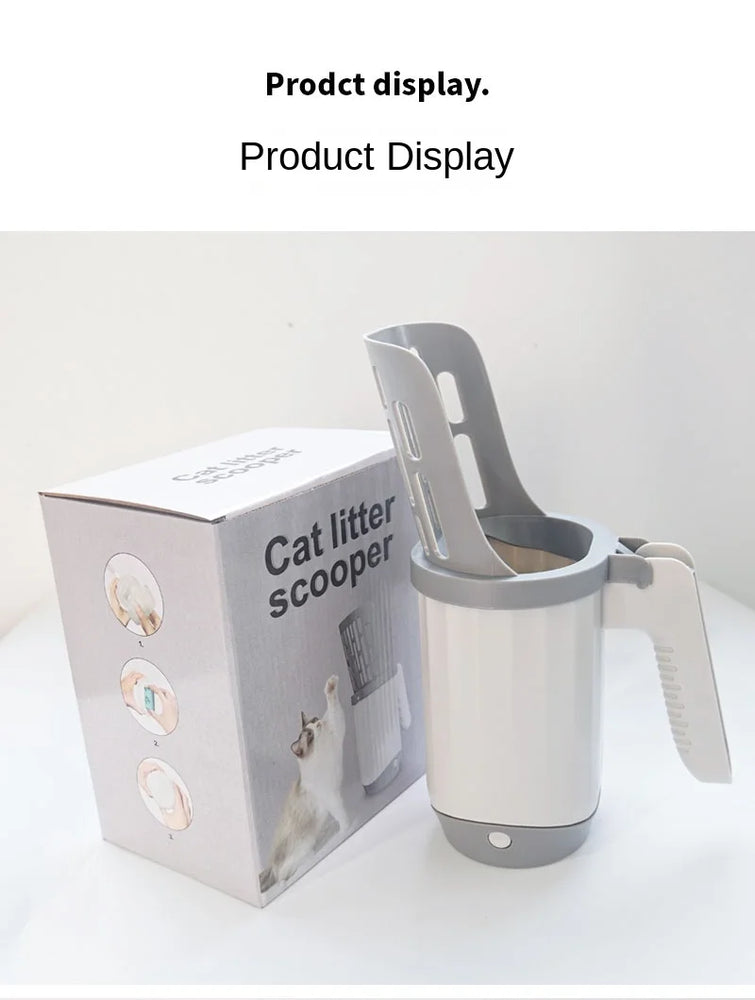 2-in-1 Cat Litter Scoop with Integrated Trash Bin | Portable Waste Management System