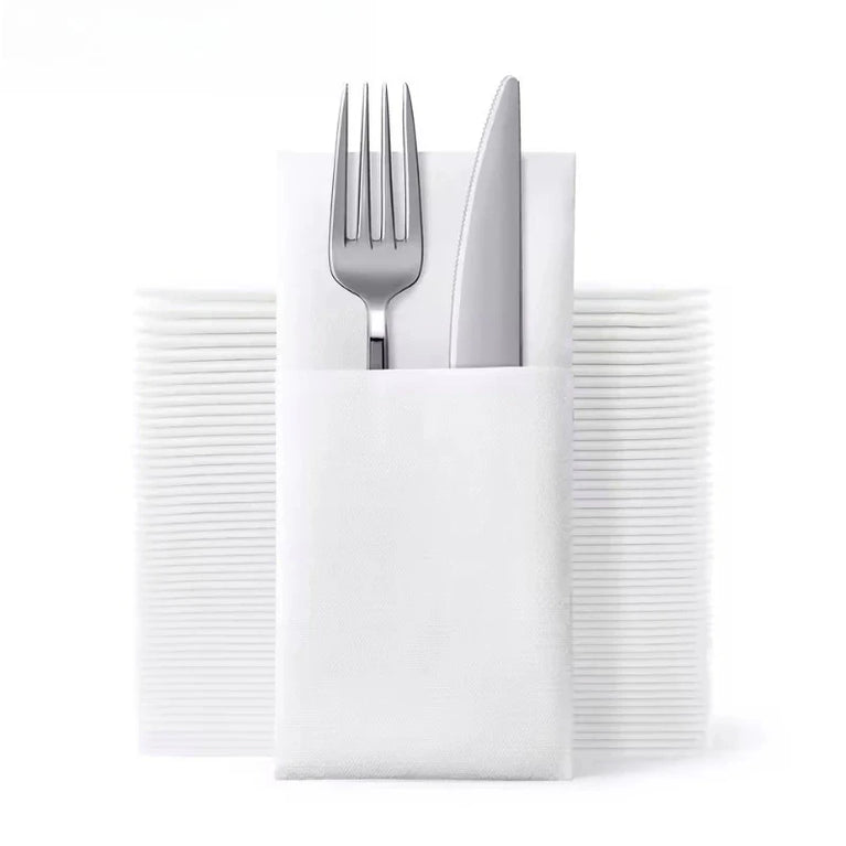 Disposable Prefolded Paper Napkins with Pocket for Cutlery Holder