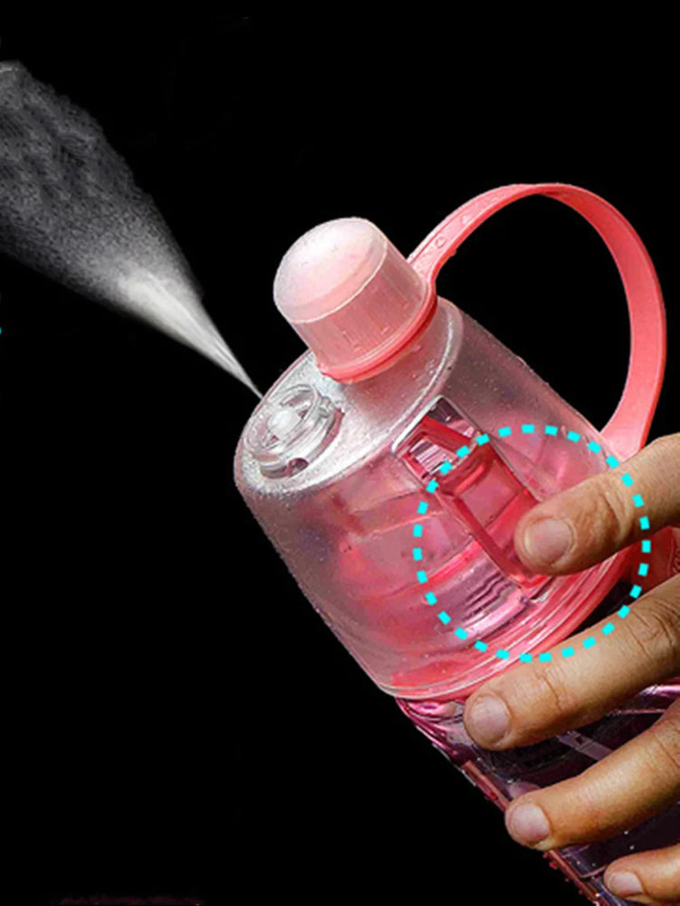 600ML Sports Spray Water Bottle Mist Cooling Gym Hiking Bottle