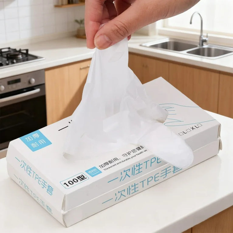 Disposable Gloves Transparent Kitchen Food Prep BBQ Gloves 60PCS Box