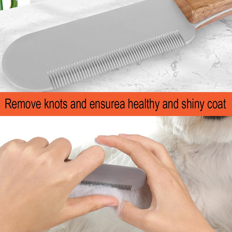 Pet Stainless Steel Wooden Handle Stripping Knife Dog Grooming Tool