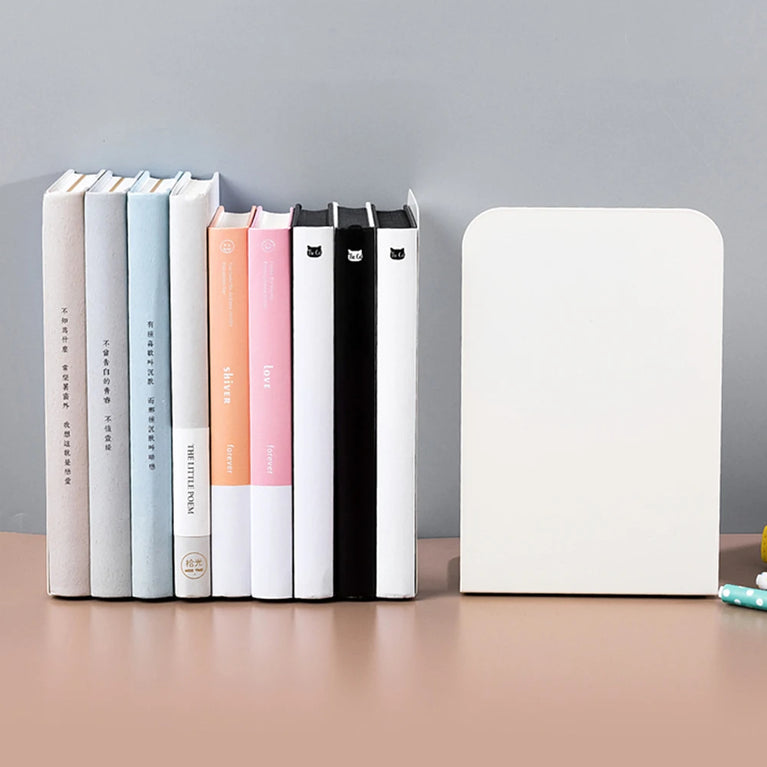 Simple Metal Bookends | 2-Piece Heavy-Duty Non-Slip Desktop Organiser