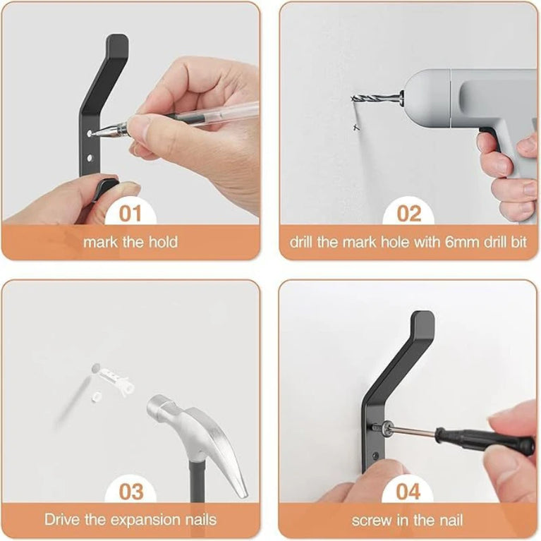 Wall Mounted Hooks for Hanging Coats Hats Backpacks Keys, Utility Hooks for Home Kitchen Bathroom Hanging