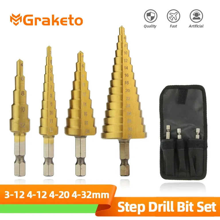 Titanium Step Drill Bit Set | High-Speed Stepped Conical Stage Drills