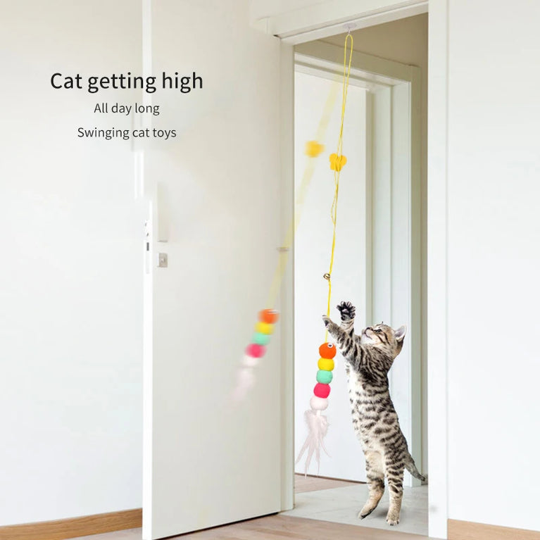 Door Hanging Cat Toy Elastic Rope Teasing Swing Interactive Fun