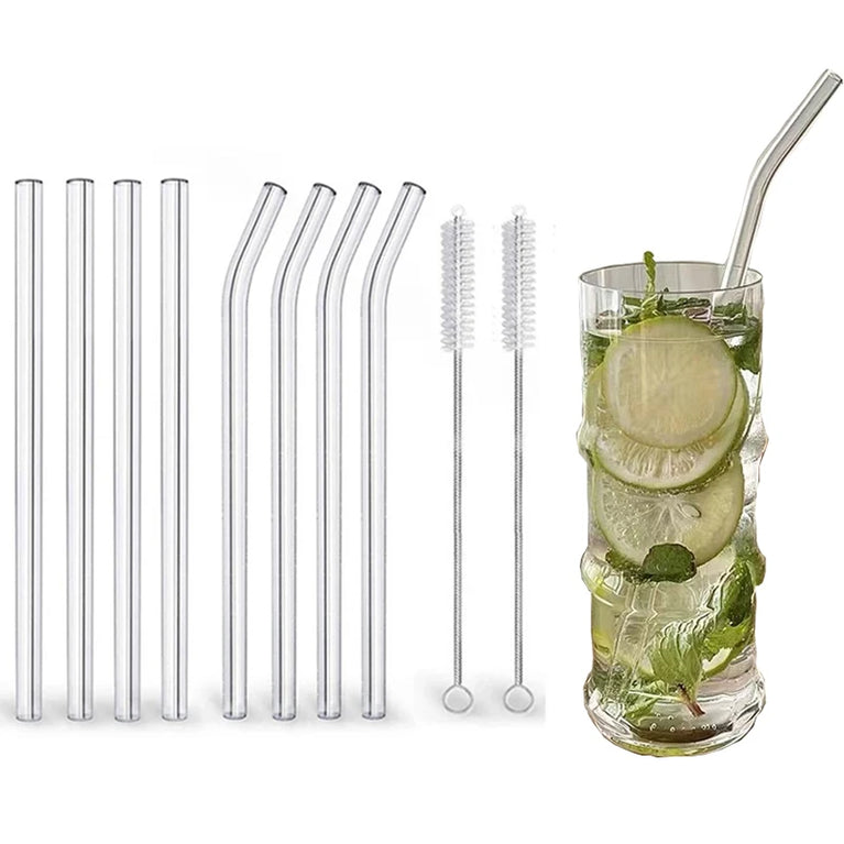 Glass Straws Eco Friendly Reusable Drinking Straw Set with Brushes Bar Accessories