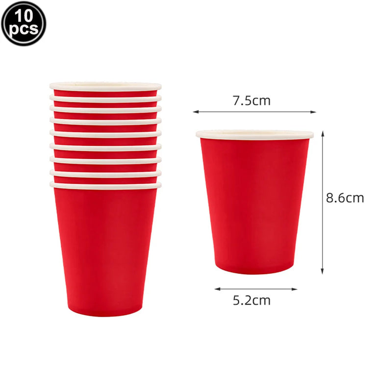 Solid Red and Dark Blue Theme Birthday Party Disposable Tableware Set