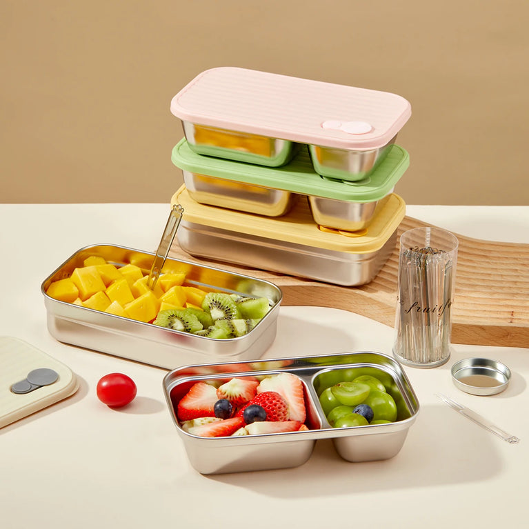 Portable Large Capacity Sealed Bento Lunch Box Stainless Steel Fruit Salad Food Container