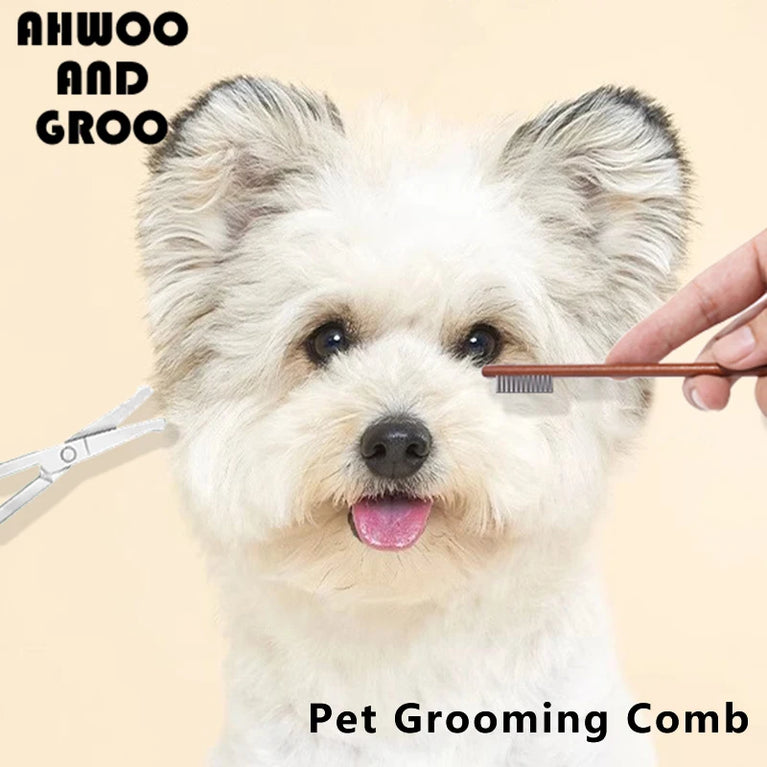 Pet Woodiness Facial Cleaning Comb & Hair Repair Scissors