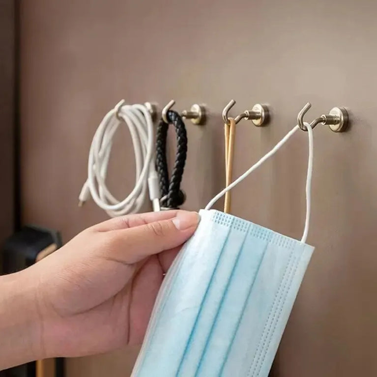 Strong Magnetic Hook Set | 10-Piece Neodymium Multi-Purpose Home & Office Organizer