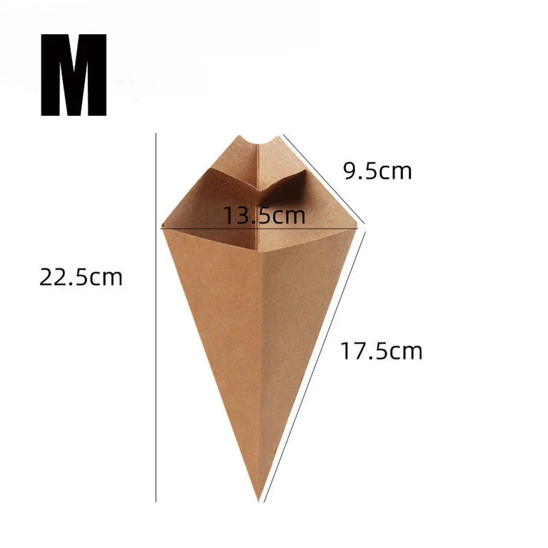 Disposable Paper French Fries Holder Cone Cups With Dip Pocket For Snacks Popcorn Onion Rings Party Serving Set