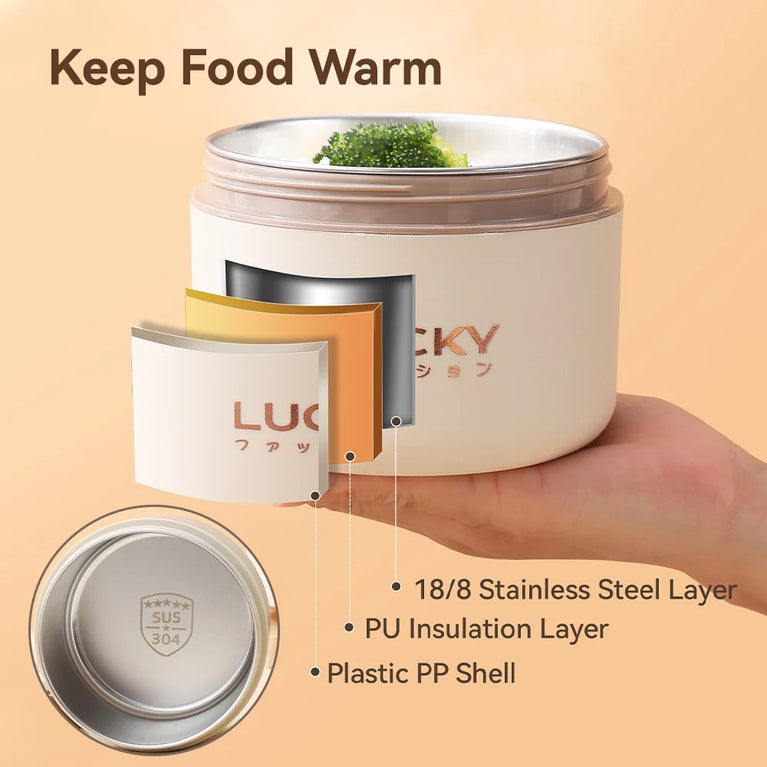 Bento Lunch Box Set Portable Keep Warm Insulated Stainless Steel Thermal Food Container Bag