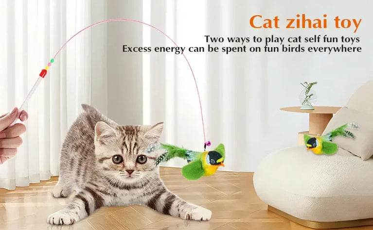 Interactive Bird Cat Toy with Chirping Sound & Self Play Fun