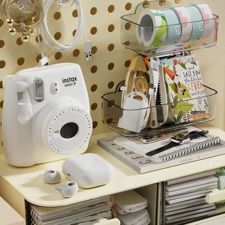 Desktop Perforated Board Desk Organiser with Drawer Storage Rack