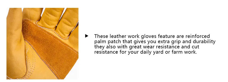 Cowhide Leather Gardening Gloves Reinforced Palm Tough Work Use