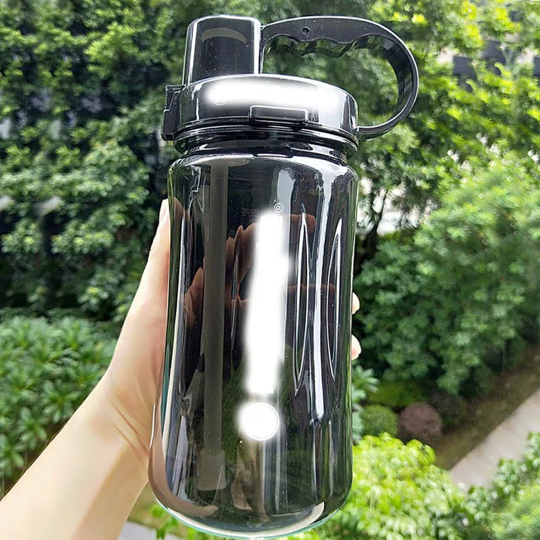 1000ml Transparent Straw Strap Bounce Button Sports Water Bottle 1L Leakproof Handgrip Gym Hydration Bottle