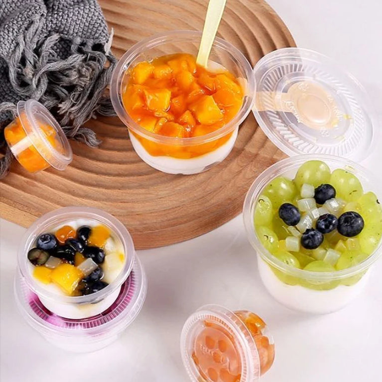 250ML TRANSPARENT DISPOSABLE SALAD CUP DESSERT CUP WITH DOME LID 50/100PCS PARTY BOWL CONTAINER