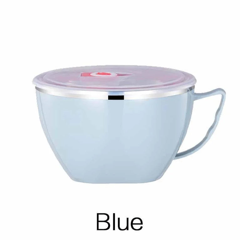 Portable Stainless Steel Noodle Bowl Double Insulated Leakproof Lunch Container 900ml