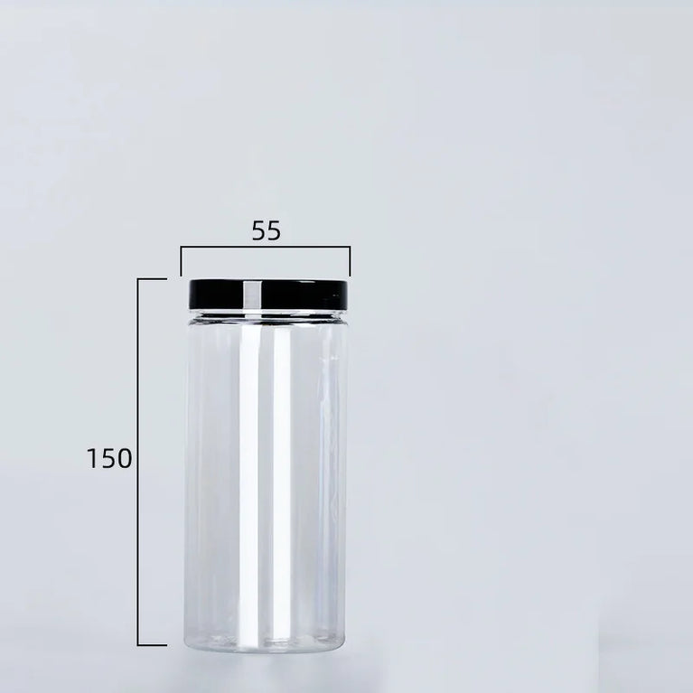 Black Lid Wide Mouth Circular Plastic Storage Bucket Airtight Food Container