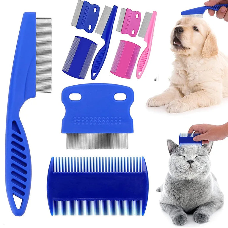 3Pcs Set Dog Cat Grooming Combs Rounded Teeth Pet Dematting Tool Kit