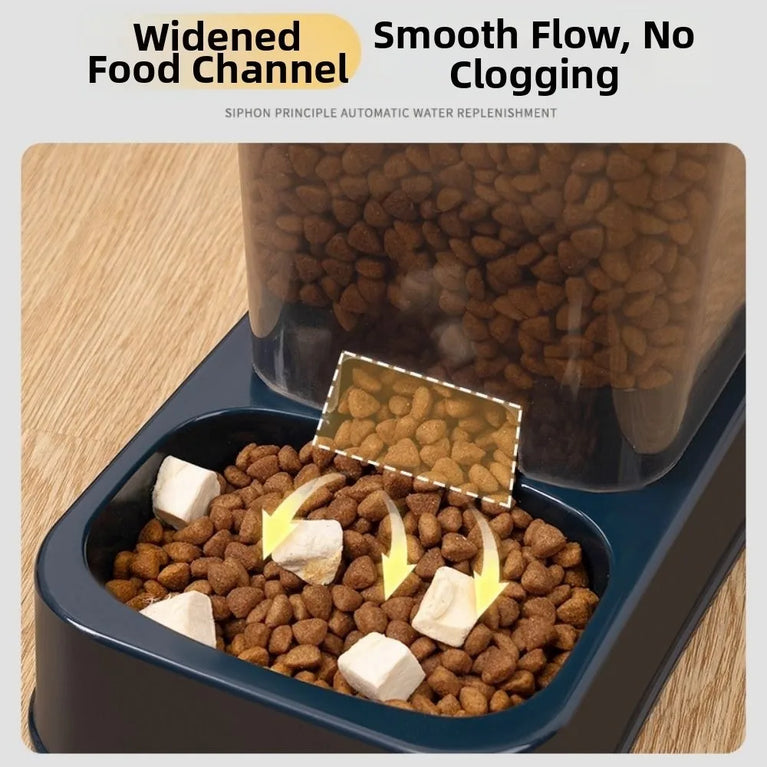 Large Capacity Pet Automatic Feeder 1.5L Food And Water Dispenser Set For Cats