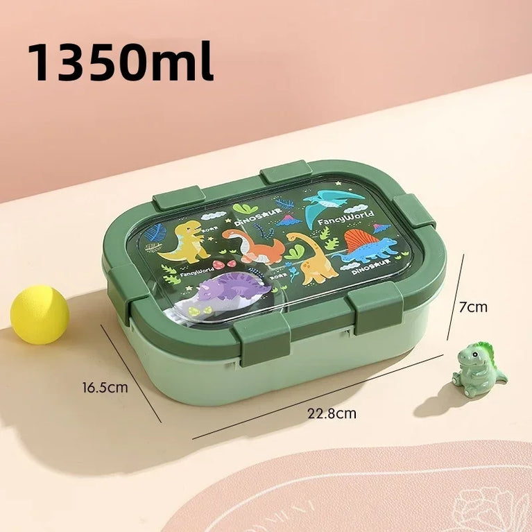 1000/1350ml Cartoon Lunch Box Leakproof Bento Container with Soup Bowl Portable Food Storage Box
