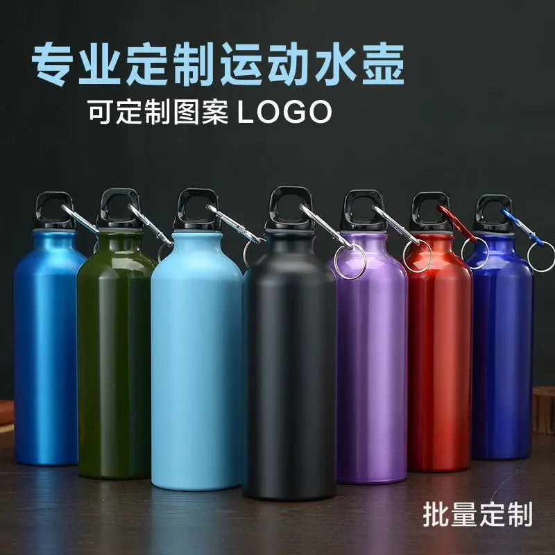 500ml Aluminum Sports Mountaineering Water Bottle Lightweight Hook Lid Outdoor Climbing Flask Kettle