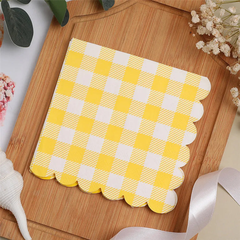 20PCS 25X25CM DISPOSABLE YELLOW PAPER NAPKINS FOR PARTY BIRTHDAY WEDDING PICNIC USE