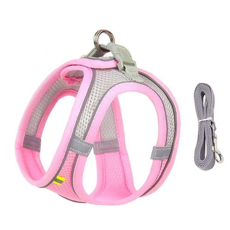 Puppy Dog Harness Set Reflective Adjustable Small Pet Vest With Leash