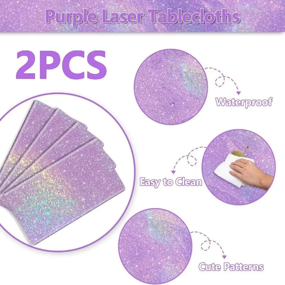 Purple Iridescent Laser Disposable Tablecloth for Party Decoration