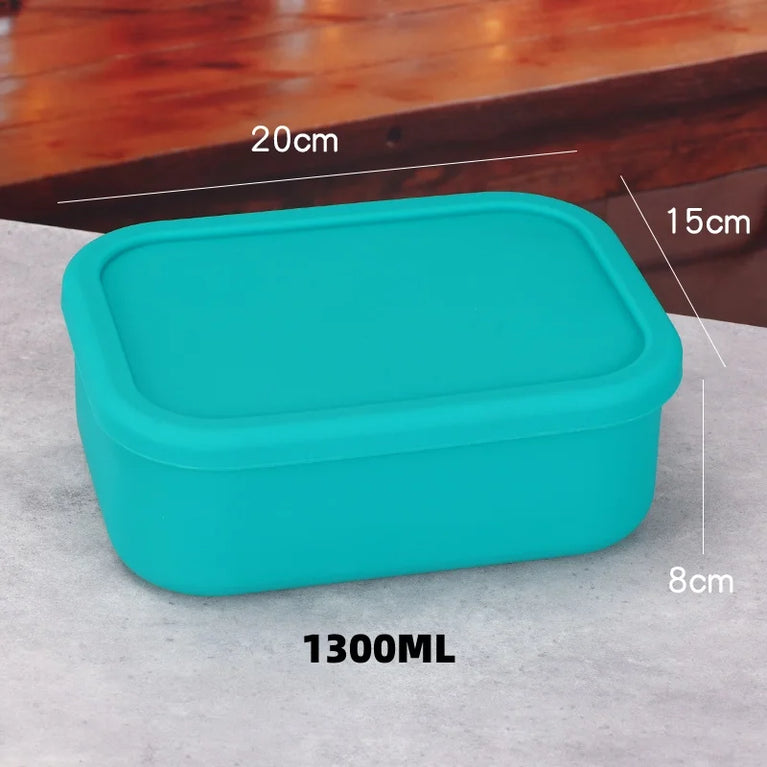 Silicone Bento Box Rectangle Leak-Proof Microwave Safe Lunch Container Portable Food Storage