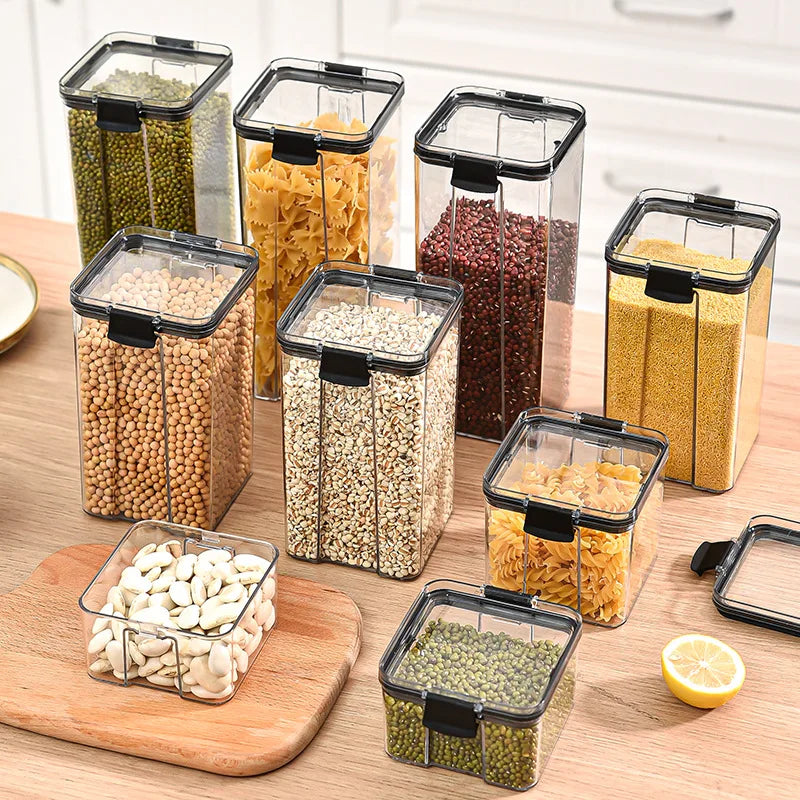 Plastic Food Containers with Lids Large Capacity Airtight Storage Jars