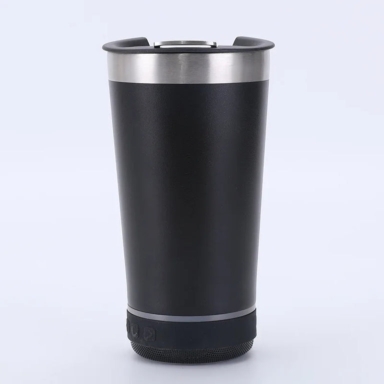 16oz Stainless Steel Vacuum Flask with Bluetooth Speaker Mug