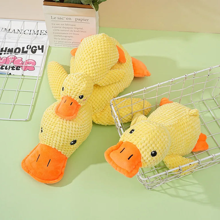Plush Sleeping Duck Dog Toy Squeaky Chew Toy for Training Fun