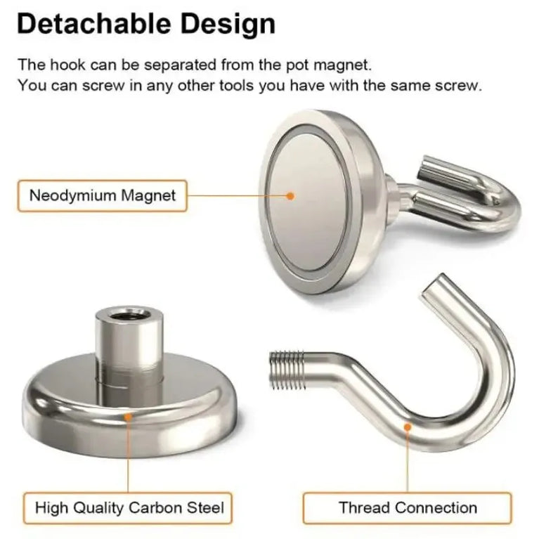 Strong Magnetic Hook Set | 10-Piece Neodymium Multi-Purpose Home & Office Organizer