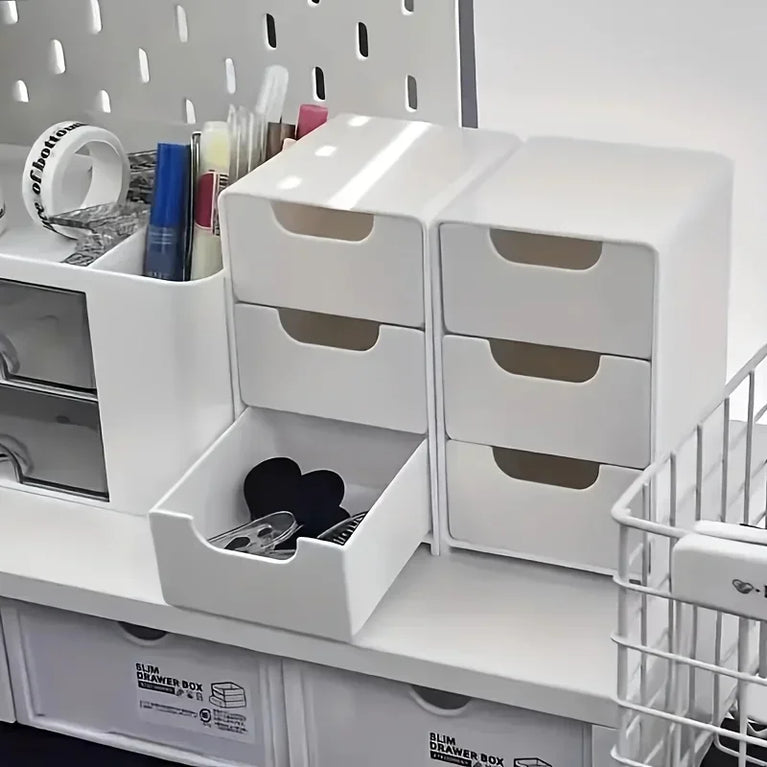 Chic 3-Tier Desk Organizer with Drawers Storage Divider Box