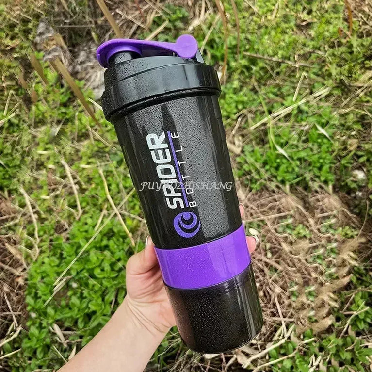 550ML 3 Layer Shaker Protein Mixing Waterbottle Fitness Gym Sports Cup